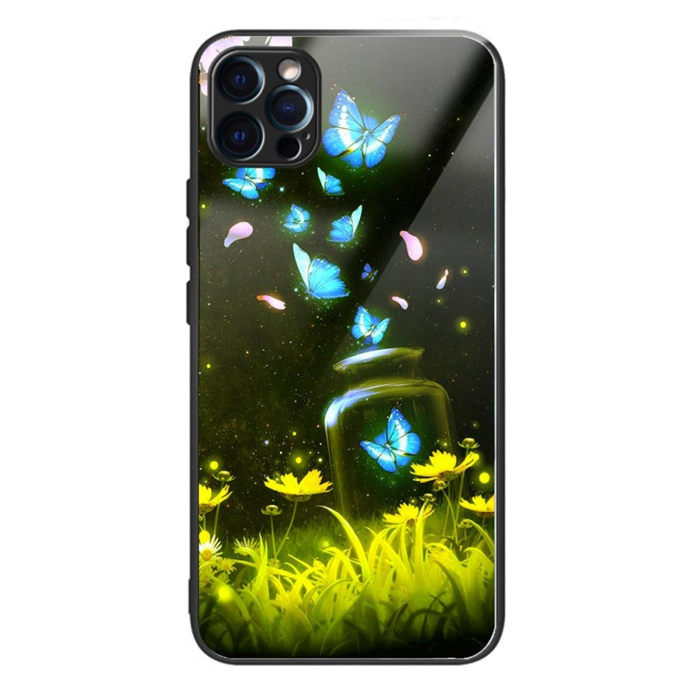 iPhone 14 Pro Cover m. Glasbagside - Sommerfugle