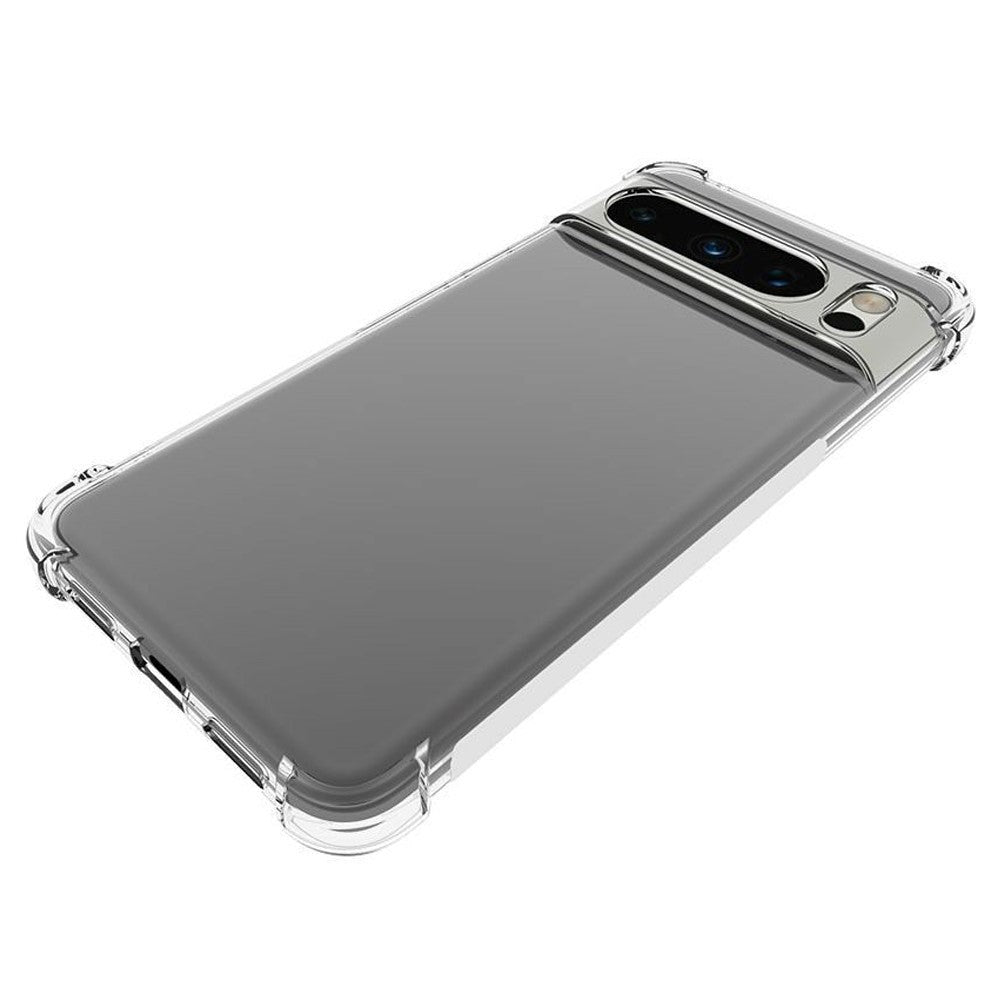 Google Pixel 8 Pro Shockproof Fleksibelt Plastik Bagside Cover m. Forstærkede Hjørner - Gennemsigtig
