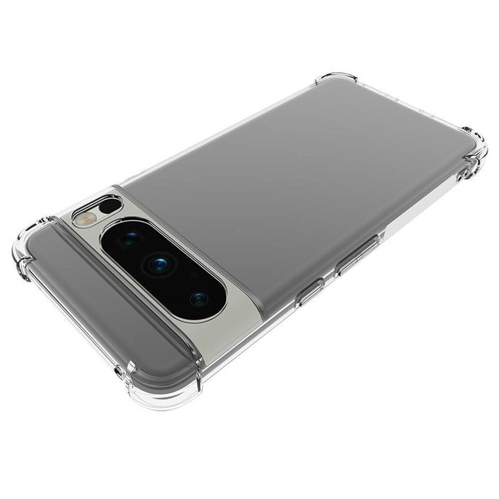 Google Pixel 8 Pro Shockproof Fleksibelt Plastik Bagside Cover m. Forstærkede Hjørner - Gennemsigtig