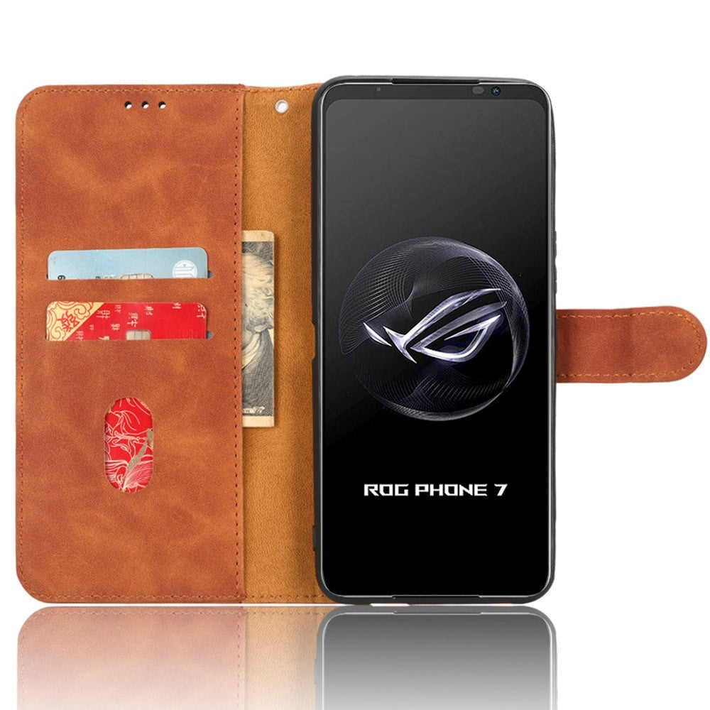 Asus ROG Phone 7 Kunstlæder Flip Cover m. Pung & Strop - Brun