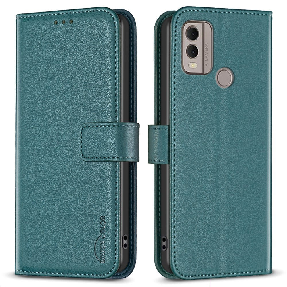 Nokia C22 Læder Flip Cover m. Pung og Ståfunktion - Grøn