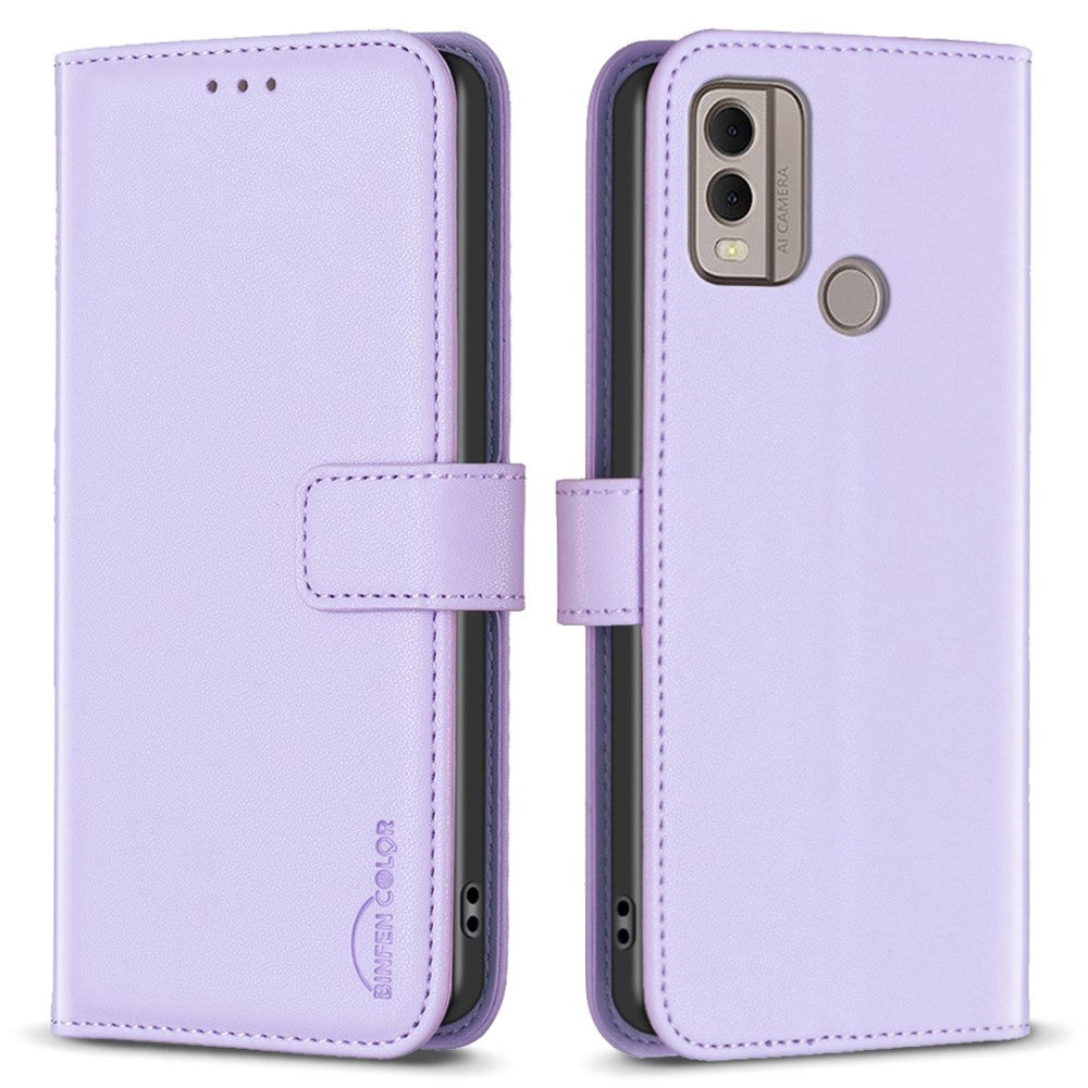 Nokia C22 Læder Flip Cover m. Pung og Ståfunktion - Lilla