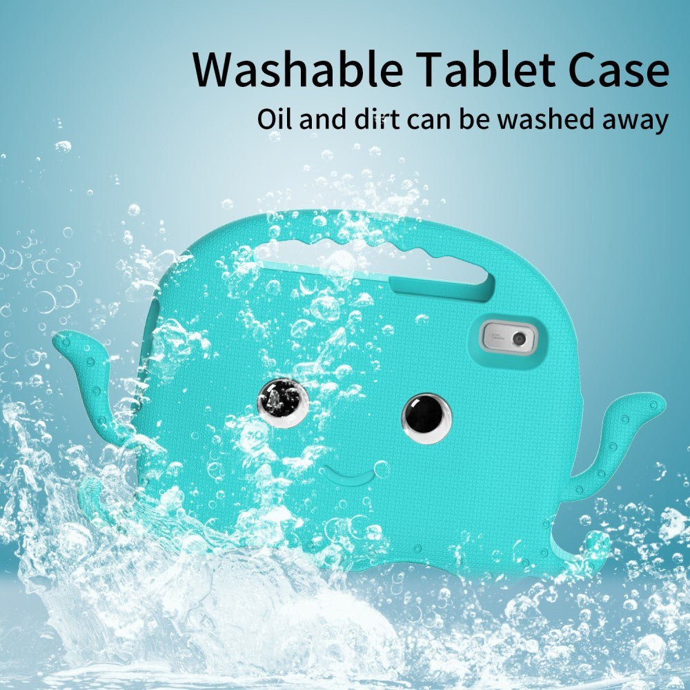 Lenovo Tab M9 Børne Bagside Cover m. Skulderstrop & Håndholder - Blæksprutte - Turkis