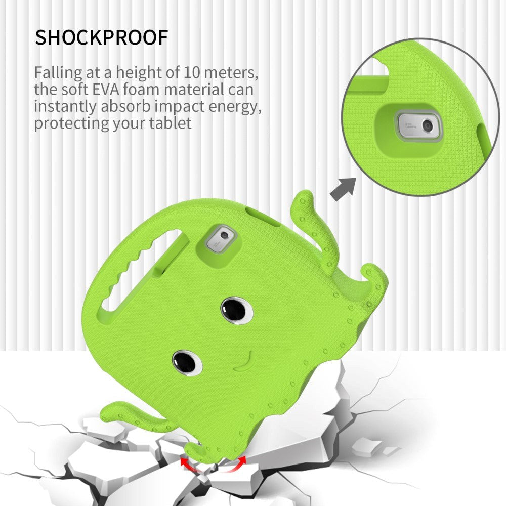 Lenovo Tab M9 Børne Bagside Cover m. Skulderstrop & Håndholder - Blæksprutte - Grøn