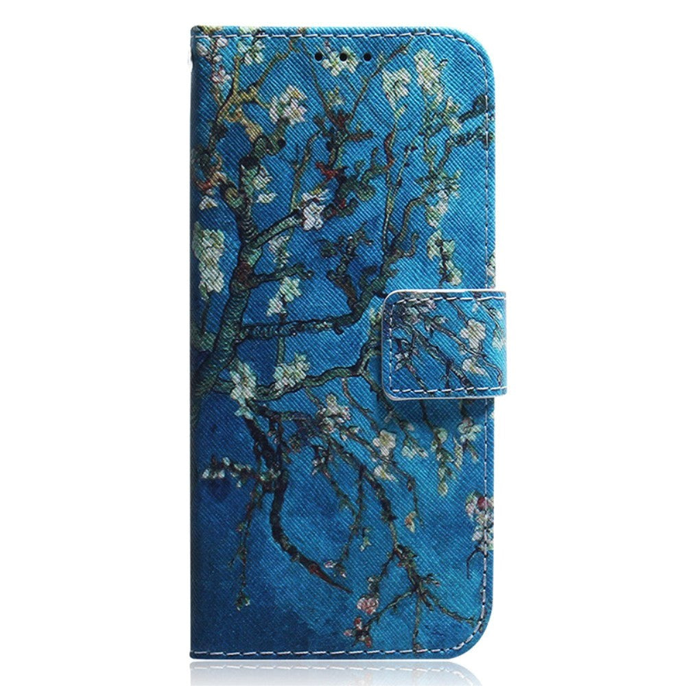 Nokia C22 Læder Flip Cover m. Pung & Print - Træ