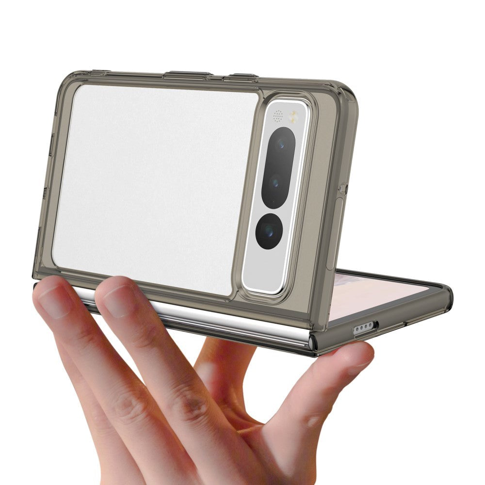 Google Pixel Fold Hybrid Plastik Bagside Cover - Gennemsigtig / Grå