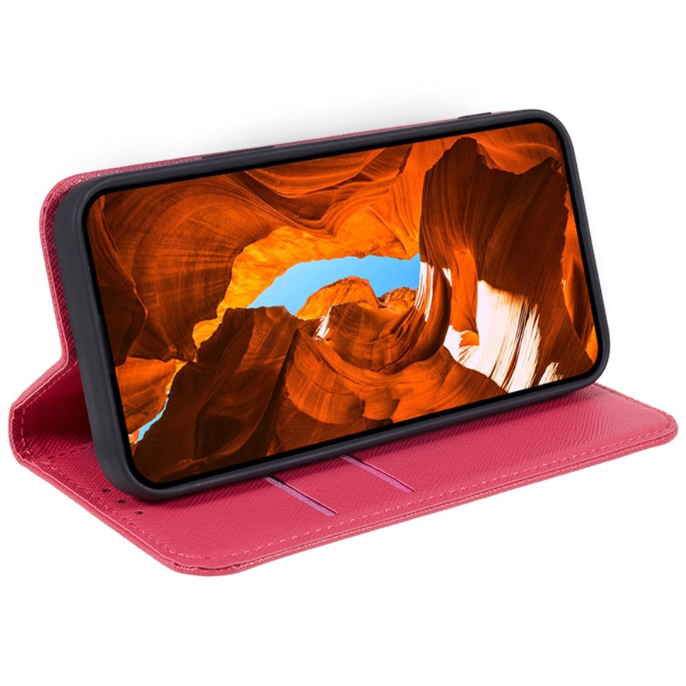 Motorola Edge 40 Læder Flip Cover m. Kortholder & Ståfunktion - Lyserød