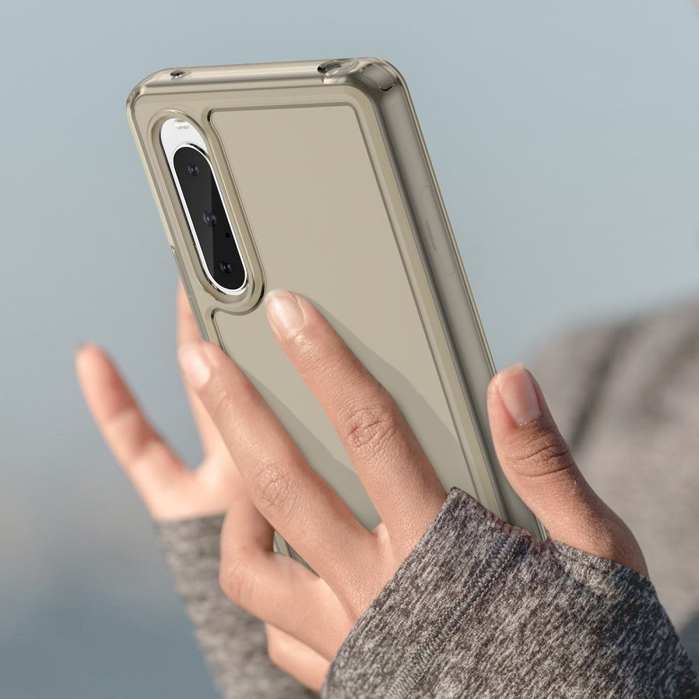 Sony Xperia 10 V Transparent Fleksibelt Plastik Bagside Cover - Grå