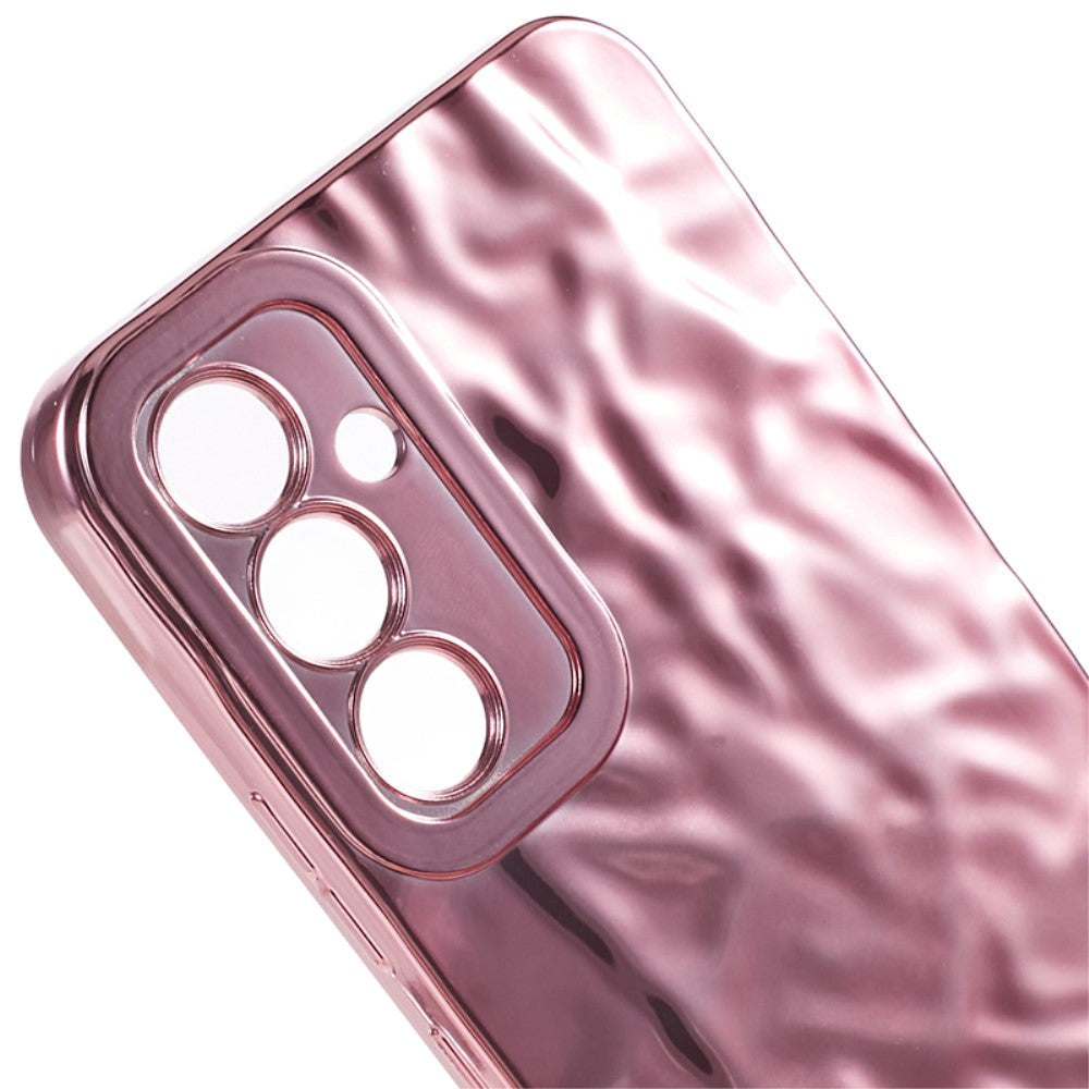 Samsung Galaxy A24 Skinnende Fleksibel Plastik Bagside Cover - Bølget Design - Rose Gold