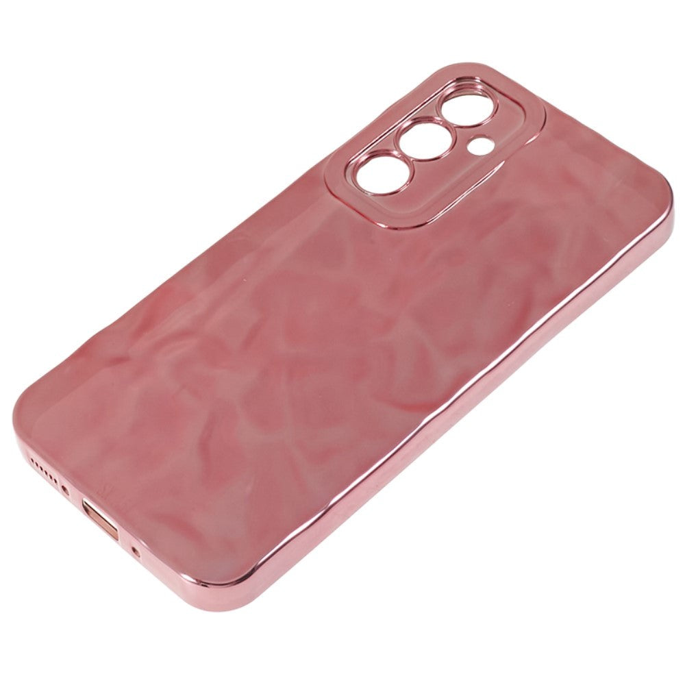 Samsung Galaxy A24 Skinnende Fleksibel Plastik Bagside Cover - Bølget Design - Rose Gold