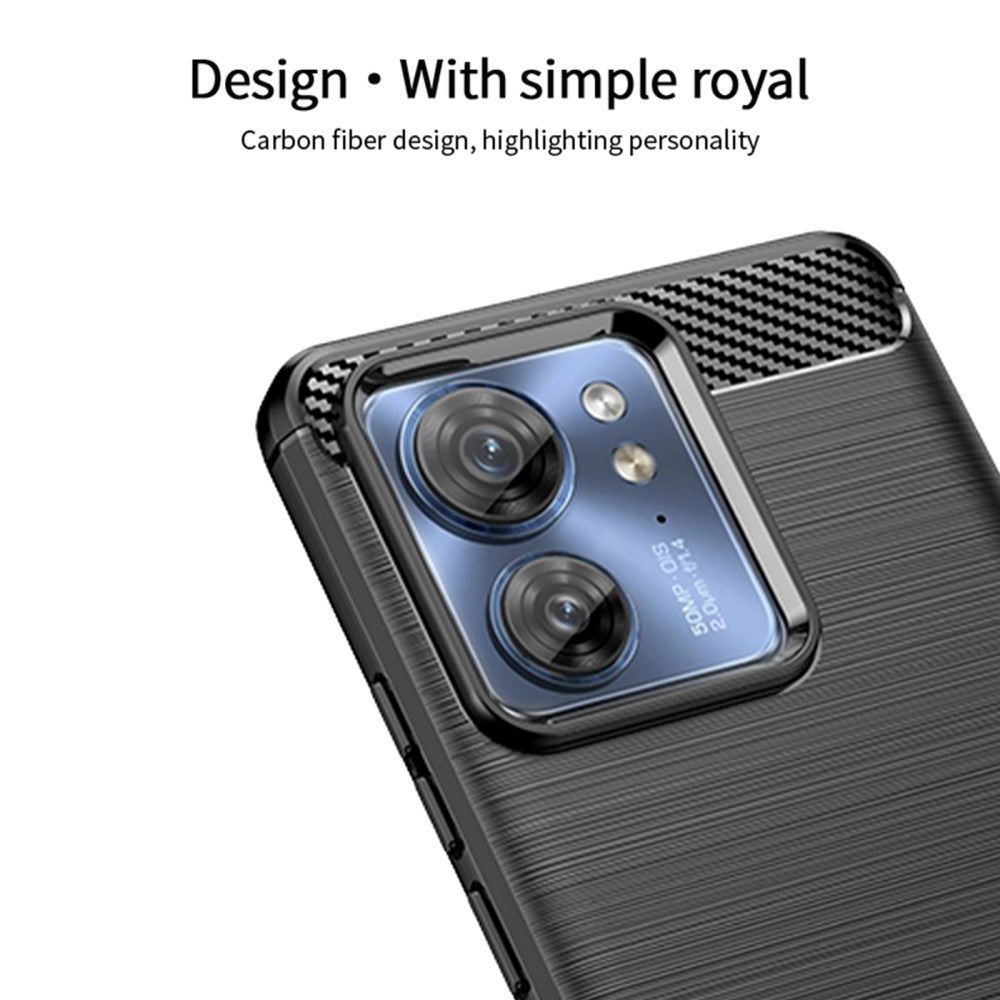 Motorola Edge 40 Brushed Carbon Bagside Cover - Sort
