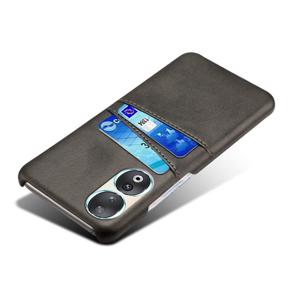 Honor 90 Læderbetrukket Plastik Bagside Cover m. Kortholder - Sort