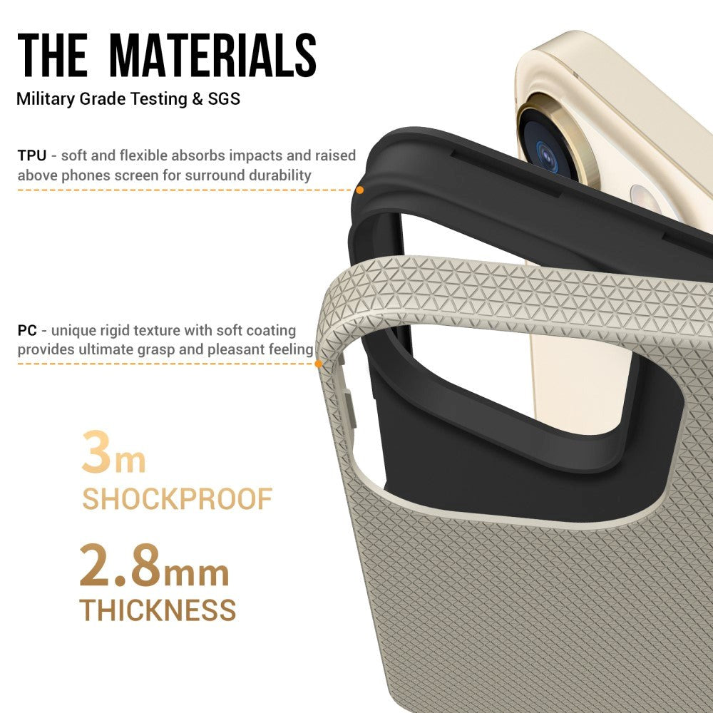 iPhone 15 Pro Max Plastik Håndværker Bagside Cover - Champagne Guld