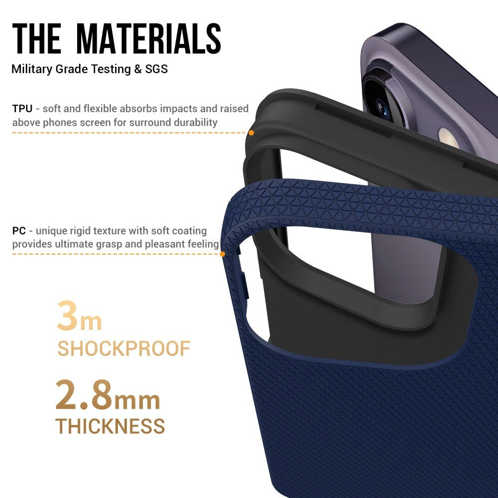 iPhone 15 Pro Max Plastik Håndværker Bagside Cover - Mørkeblå