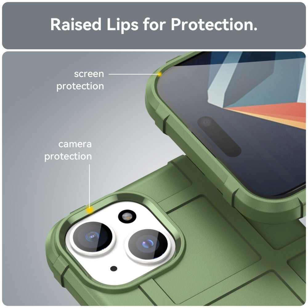 iPhone 15 Rugged Shield Series Håndværker Bagside Cover - Grøn