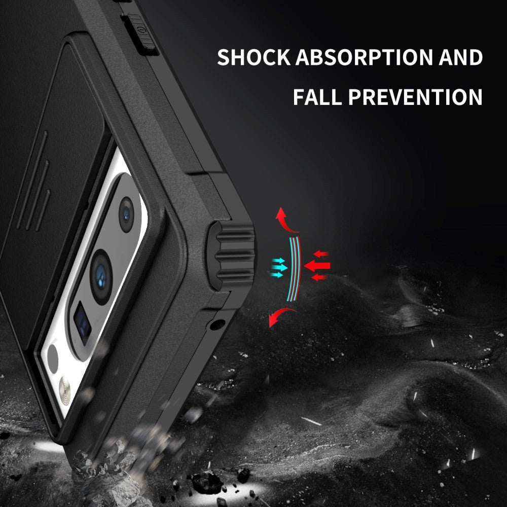 Google Pixel 8 Pro Håndværker Bagside Cover m. Kickstand & Cam Slider - Sort