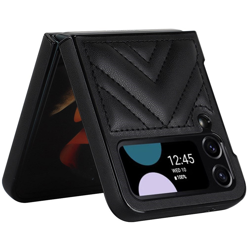 EIDERWOOD Samsung Galaxy Z Flip4 (5G) Kunstlæder Bagside Cover m. V-Design - Sort