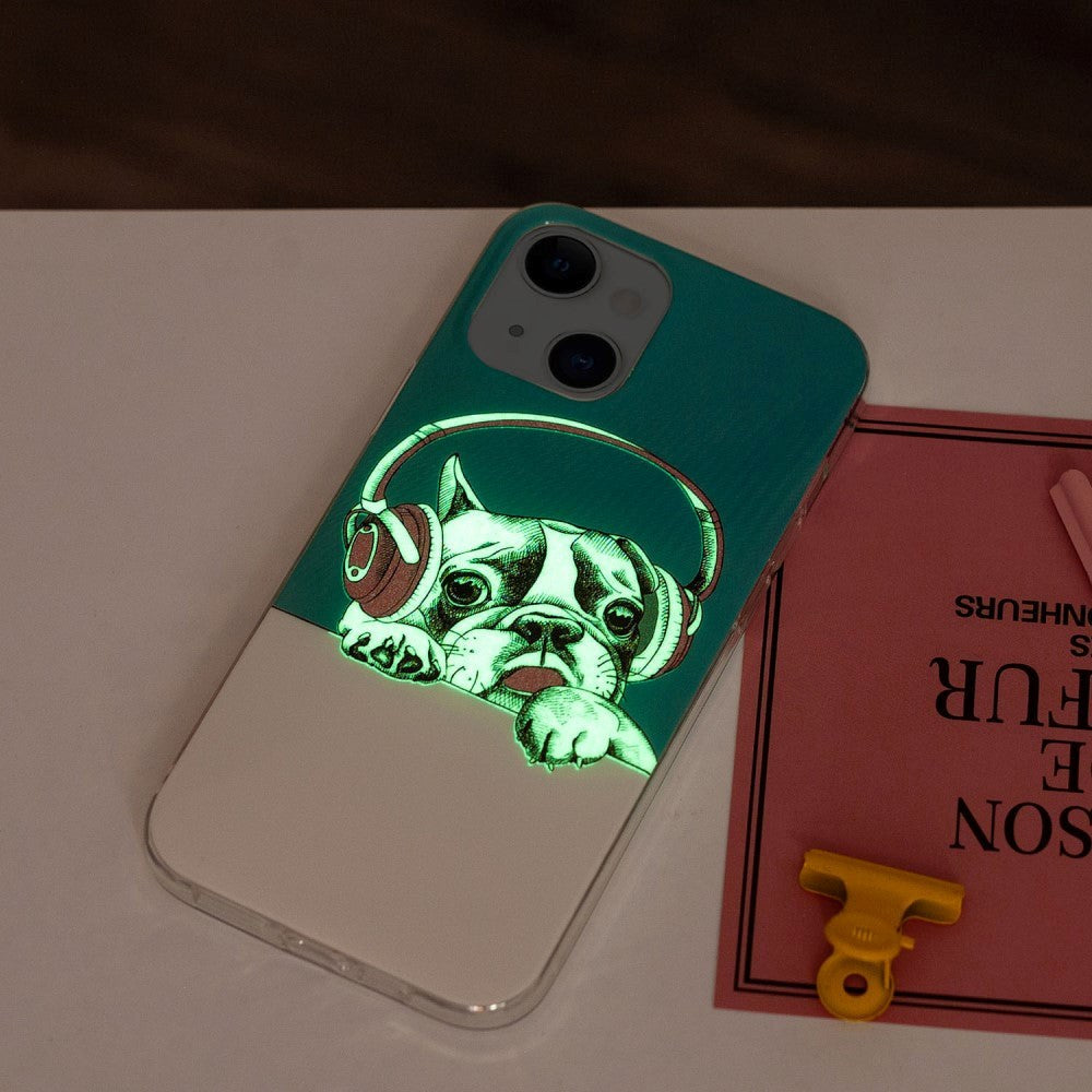 iPhone 15 Selvlysende Fleksibel Bagside Cover af Plastik m. Print - Fransk Bulldog