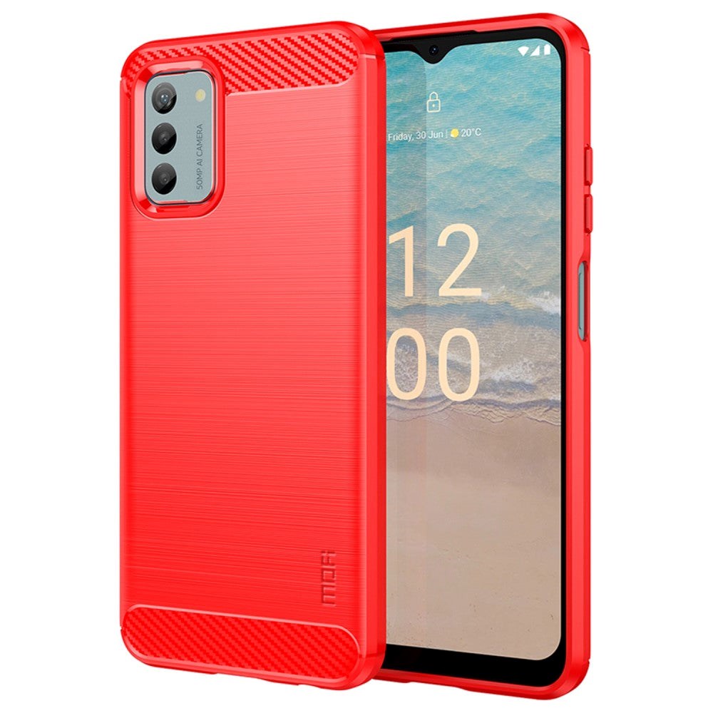 Nokia G42 Brushed Carbon Fiber Bagside Cover - Rød