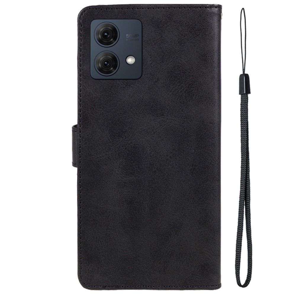 Motorola Moto G84 Læder Flip Cover m. Pung & Strop - Sort