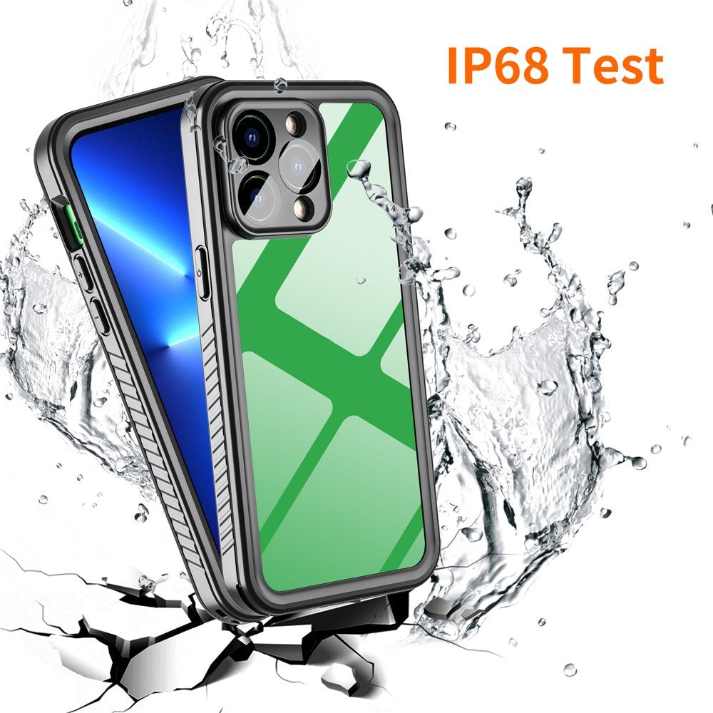 iPhone 14 Pro Max IP68 Støv- & Vandtæt Case - Gennemsigtig / Sort