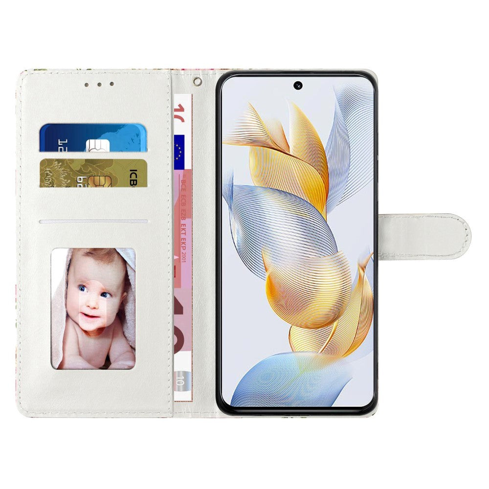 Honor 90 Lite Kunstlæder Flip Cover m. Pung og Strop - Ulv