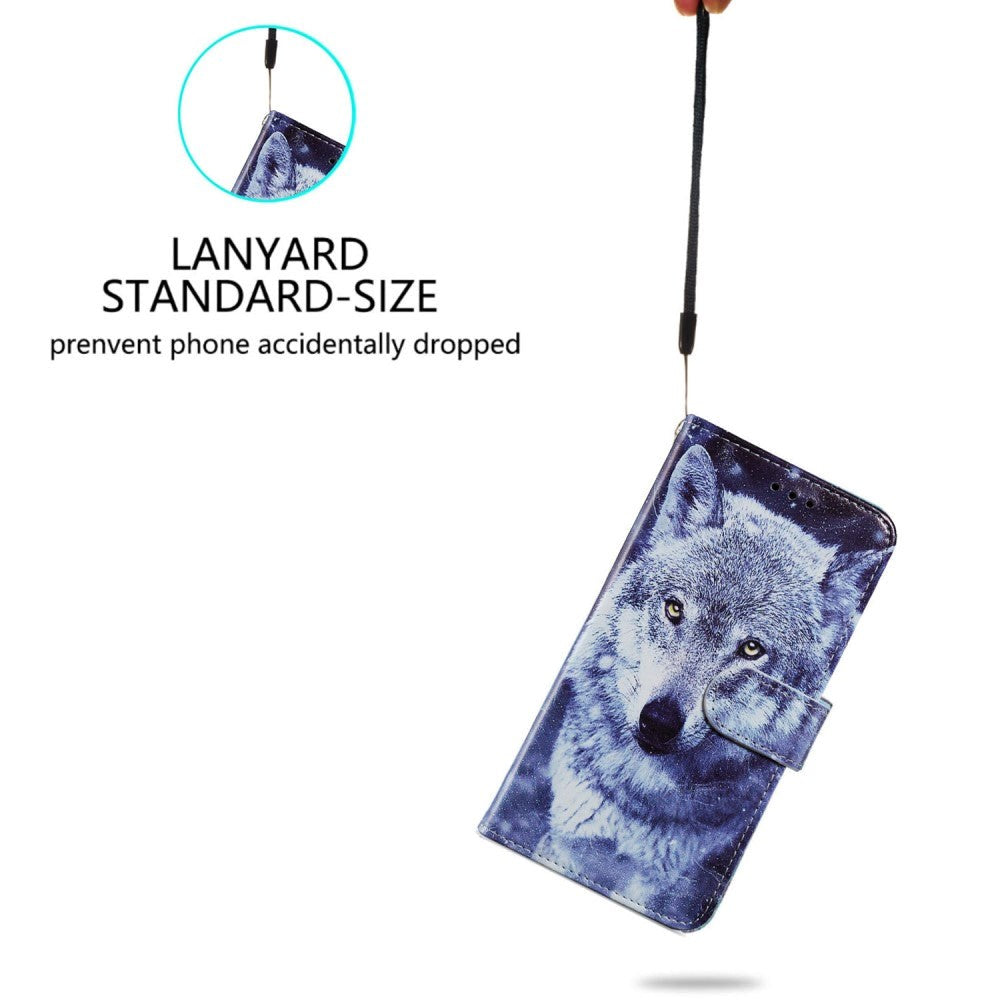 Honor 90 Lite Kunstlæder Flip Cover m. Pung og Strop - Ulv