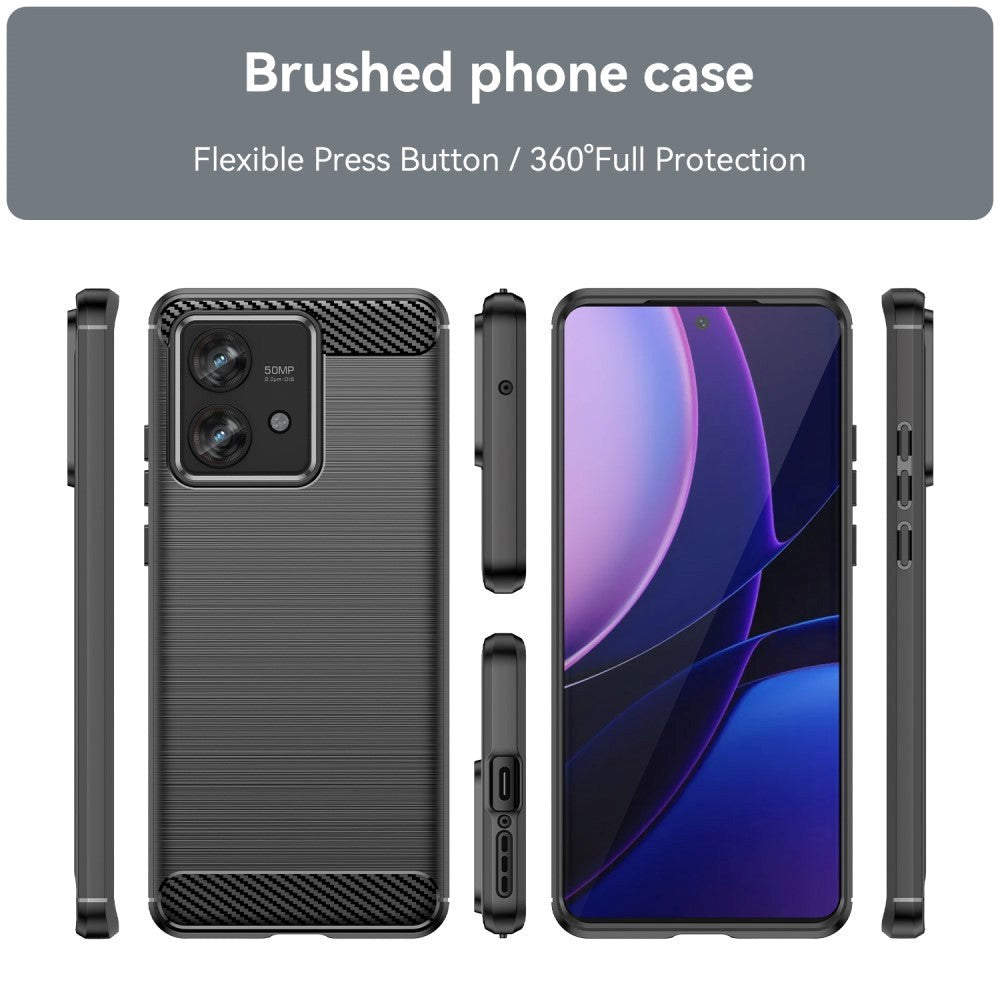 Motorola Edge 40 Neo Brushed Carbon Plastik Bagside Cover - Sort