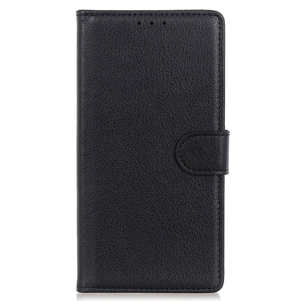 Samsung Galaxy A05s Litchi Læder Flip Cover m. Pung - Sort