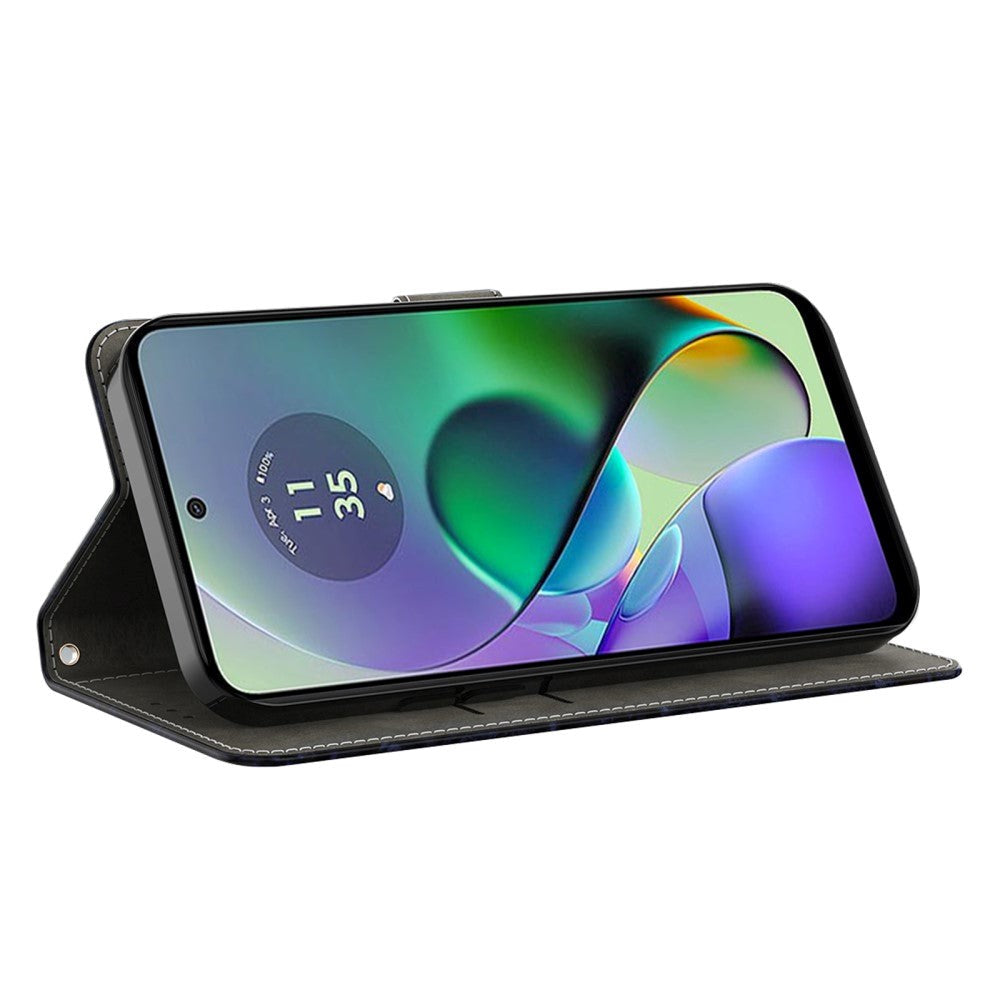 Motorola Moto G54 Læder Flip Cover m. Pung & Print - Blomsterbuket