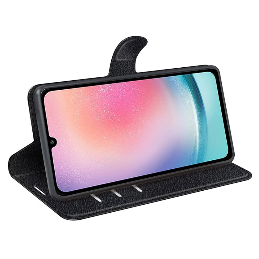 Samsung Galaxy A25 (5G) Litchi Læder Flip Cover m. Pung - Sort