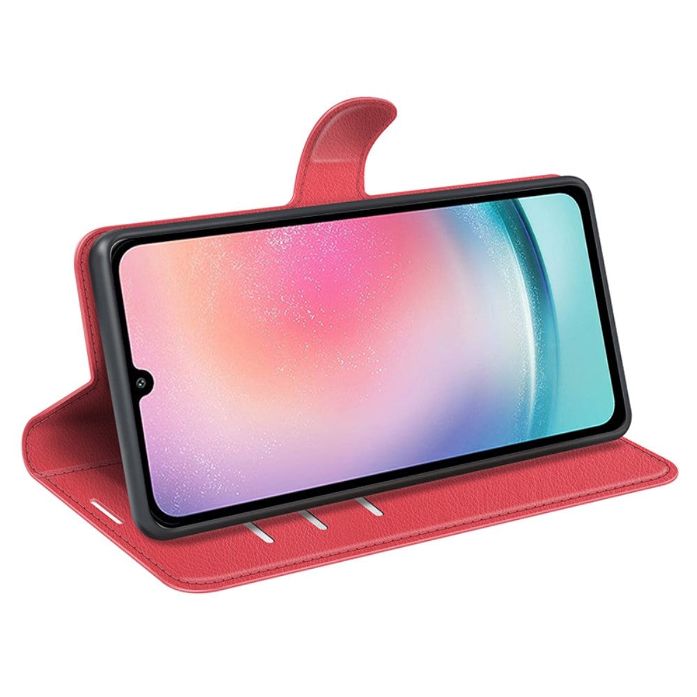 Samsung Galaxy A25 (5G) Litchi Læder Flip Cover m. Pung - Rød