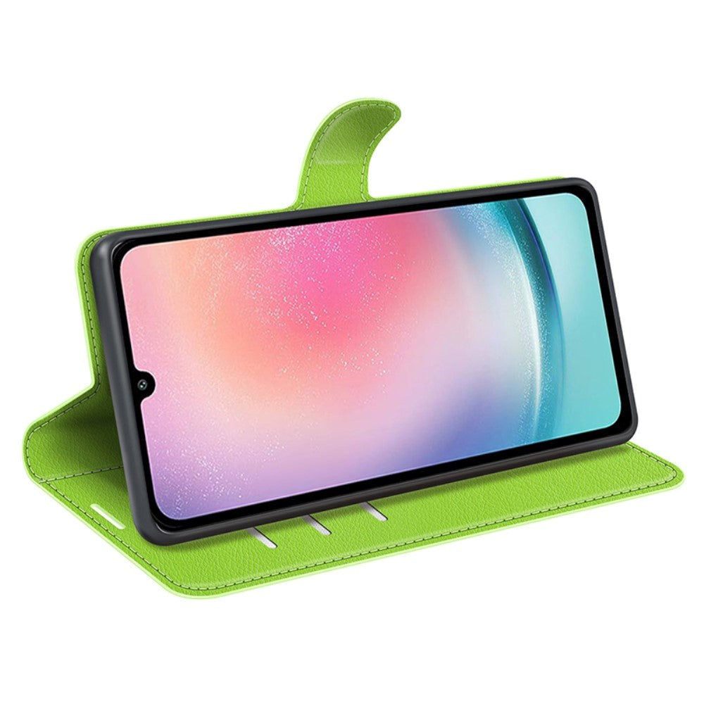Samsung Galaxy A25 (5G) Litchi Læder Flip Cover m. Pung - Grøn