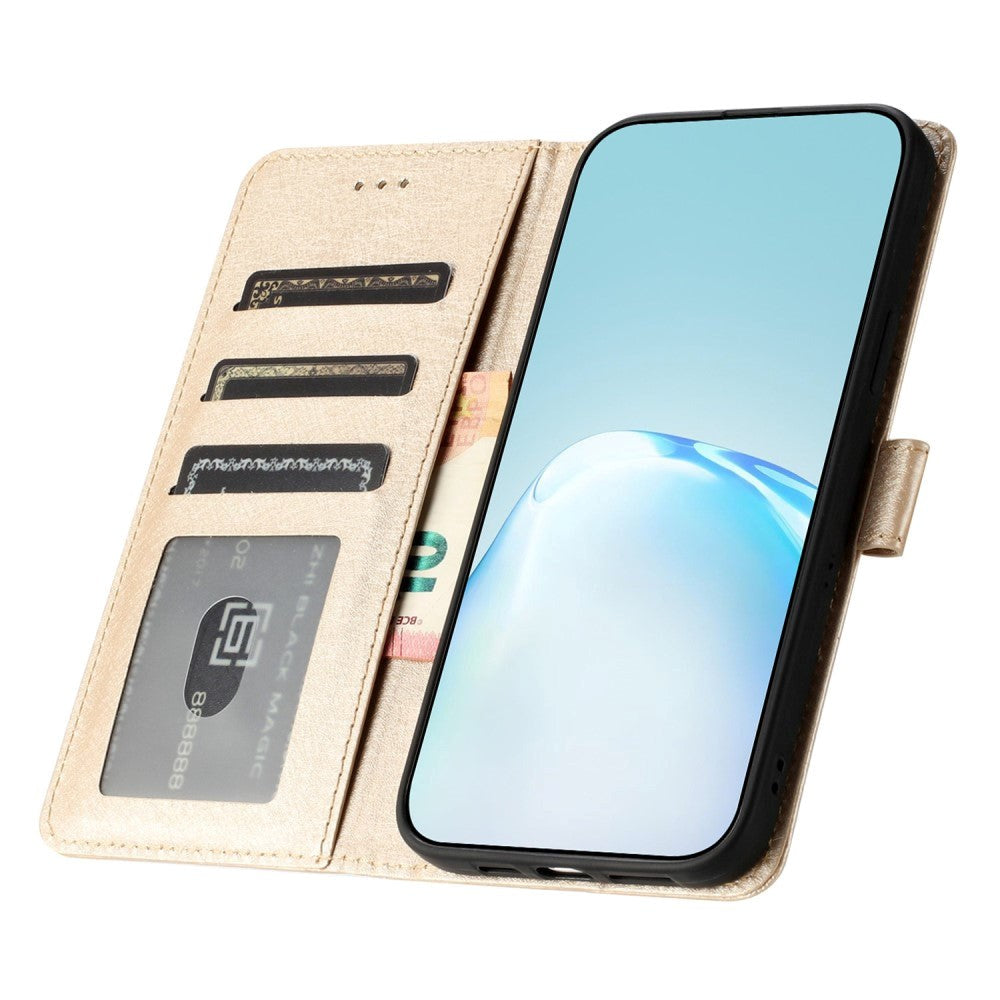 Samsung Galaxy A15 (5G) / A15 Læder Flip Cover m. Pung og Strop - Guld