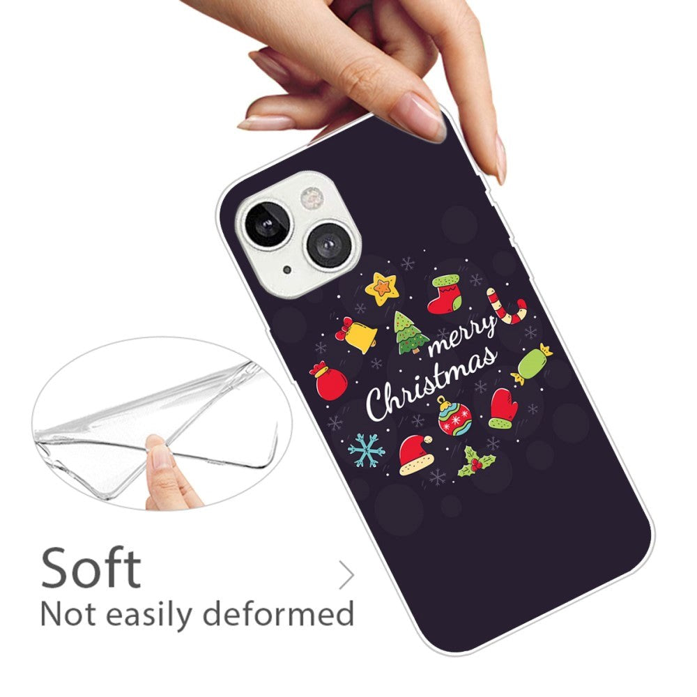 iPhone 15 Plus Fleksibelt Plast Bagside Jule Cover - Merry Christmas - Juledekorationer