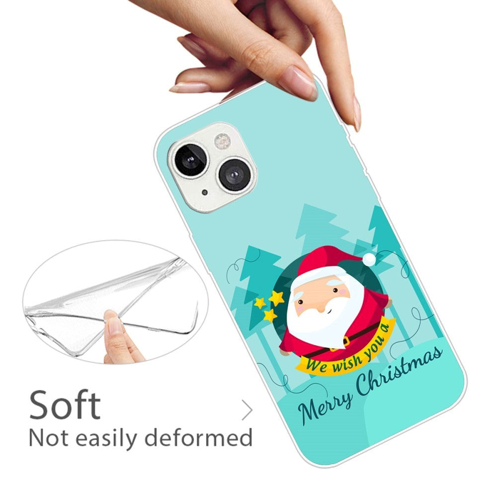 iPhone 15 Fleksibelt Plast Bagside Jule Cover - Merry Christmas - Tegneserie Julemand