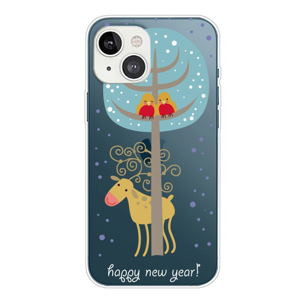 iPhone 15 Fleksibelt Plastik Jule Bagside Cover - Rensdyr