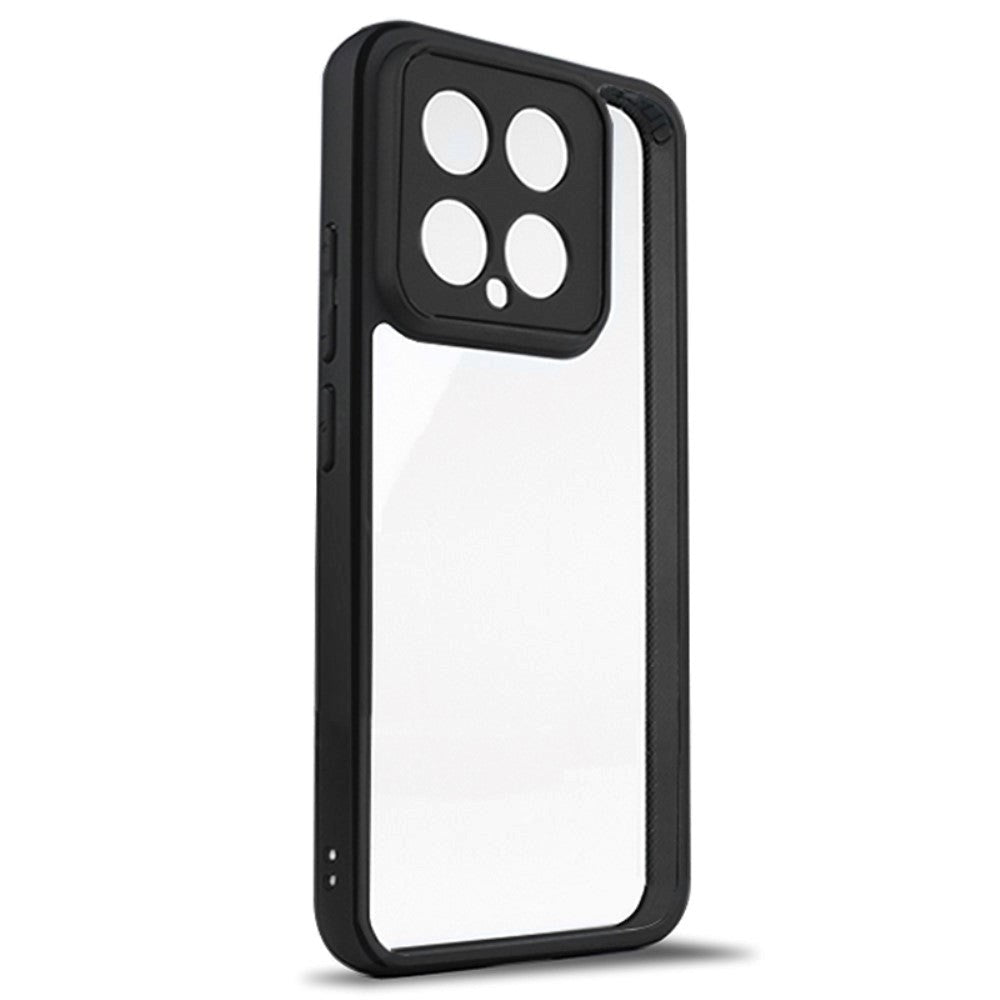 Xiaomi 14 Hybrid Plastik Bagside Cover - Gennemsigtig / Sort