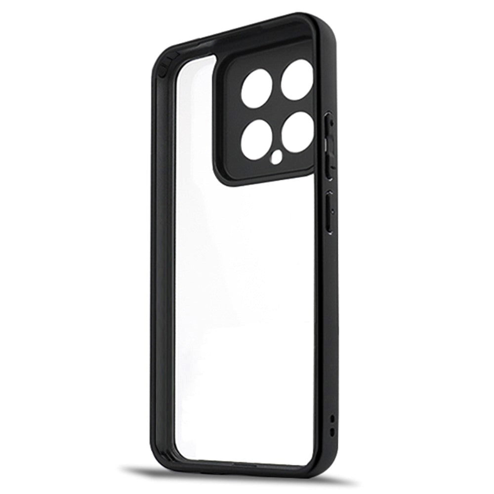 Xiaomi 14 Hybrid Plastik Bagside Cover - Gennemsigtig / Sort