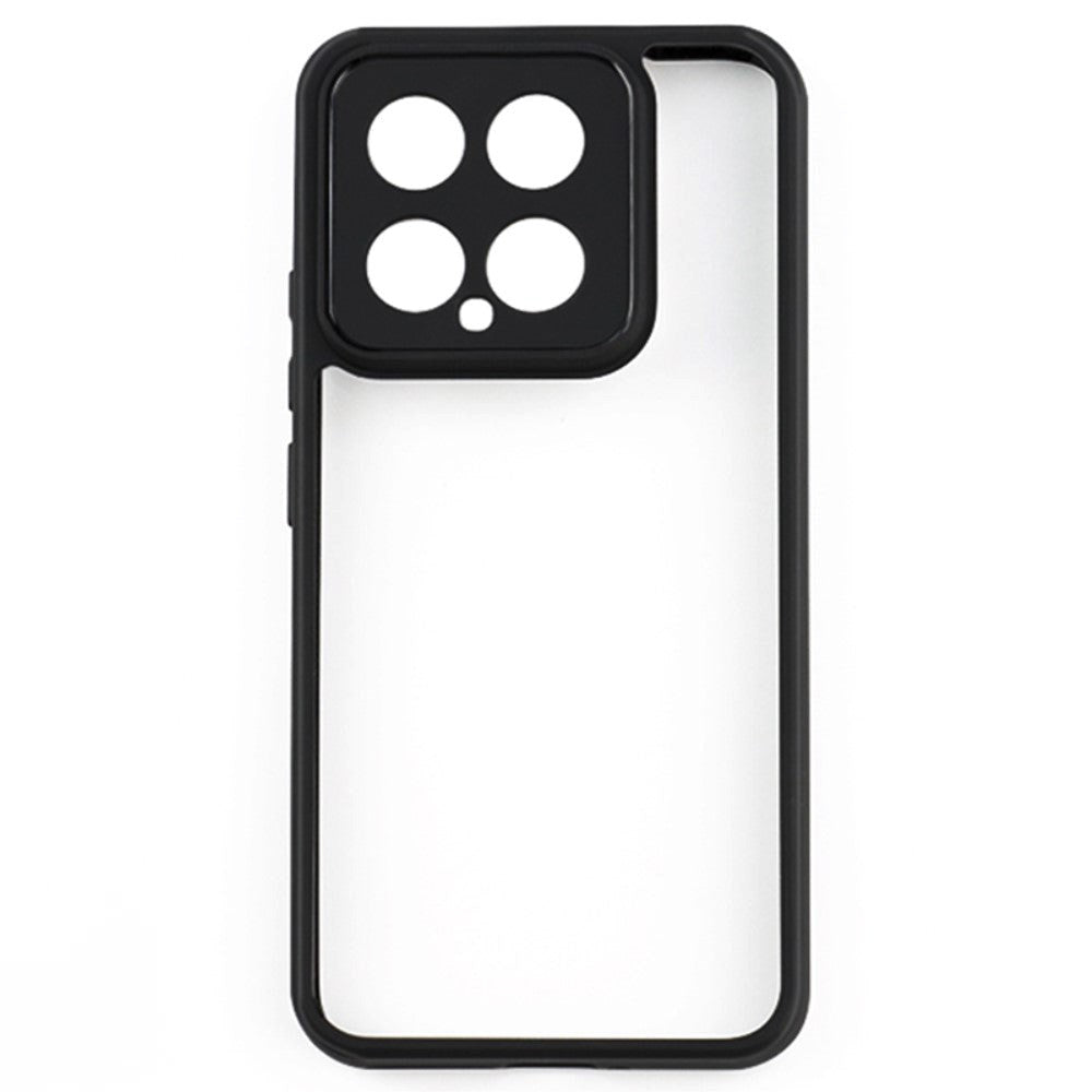 Xiaomi 14 Hybrid Plastik Bagside Cover - Gennemsigtig / Sort