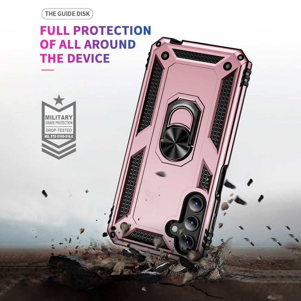 Samsung Galaxy A15 (5G) / A15 Hybrid Håndværker Bagside Cover m. Magnetisk Kickstand - Rose Gold
