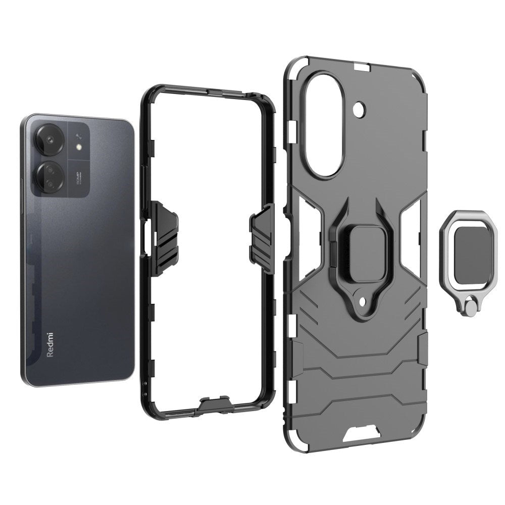EIDERWOOD Xiaomi Poco C65 / Redmi 13C Hybrid Håndværker Bagside Cover m. Magnetisk Kickstand - Blå