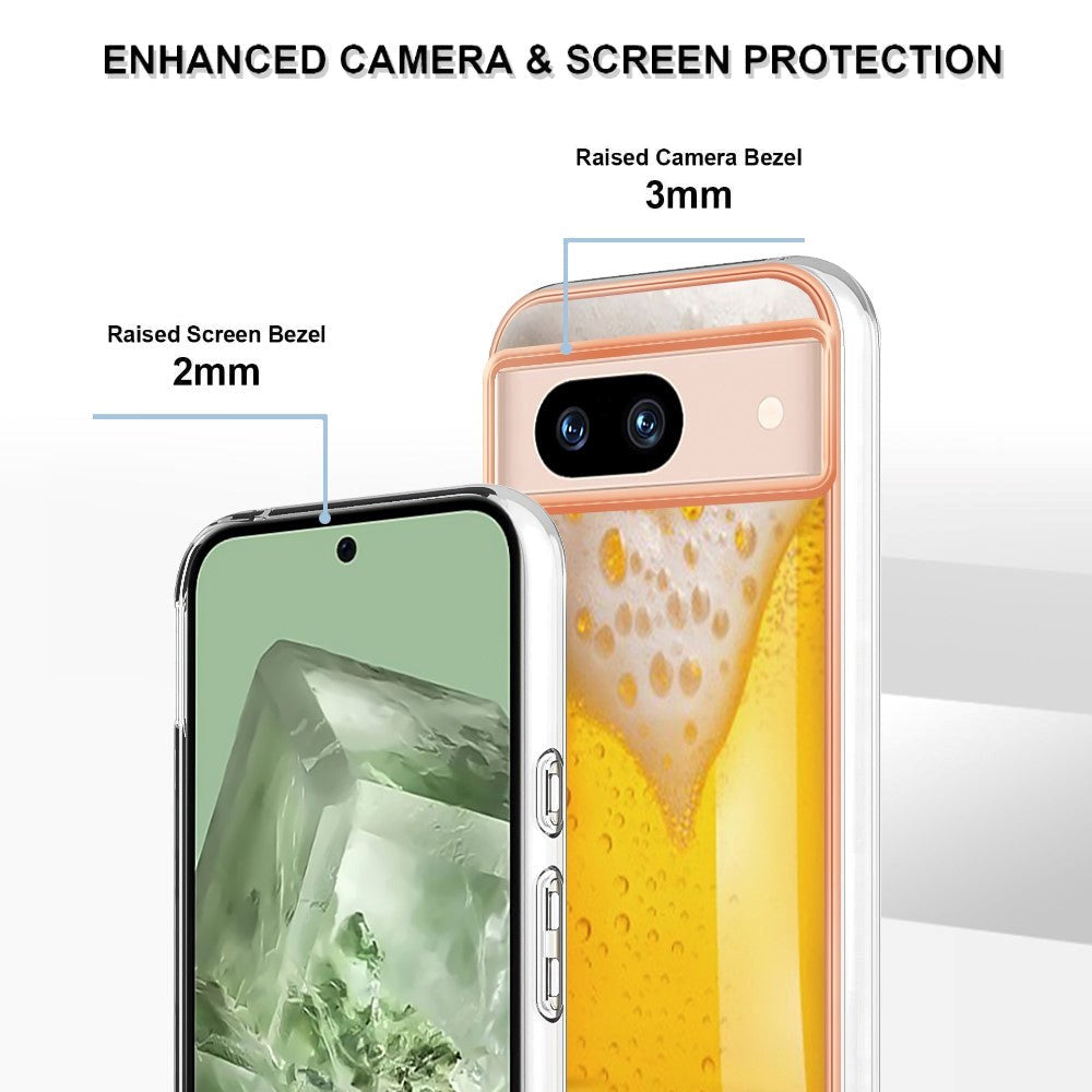 Google Pixel 8a Fleksibelt Plastik Bagside Cover m. Motiv - Øl