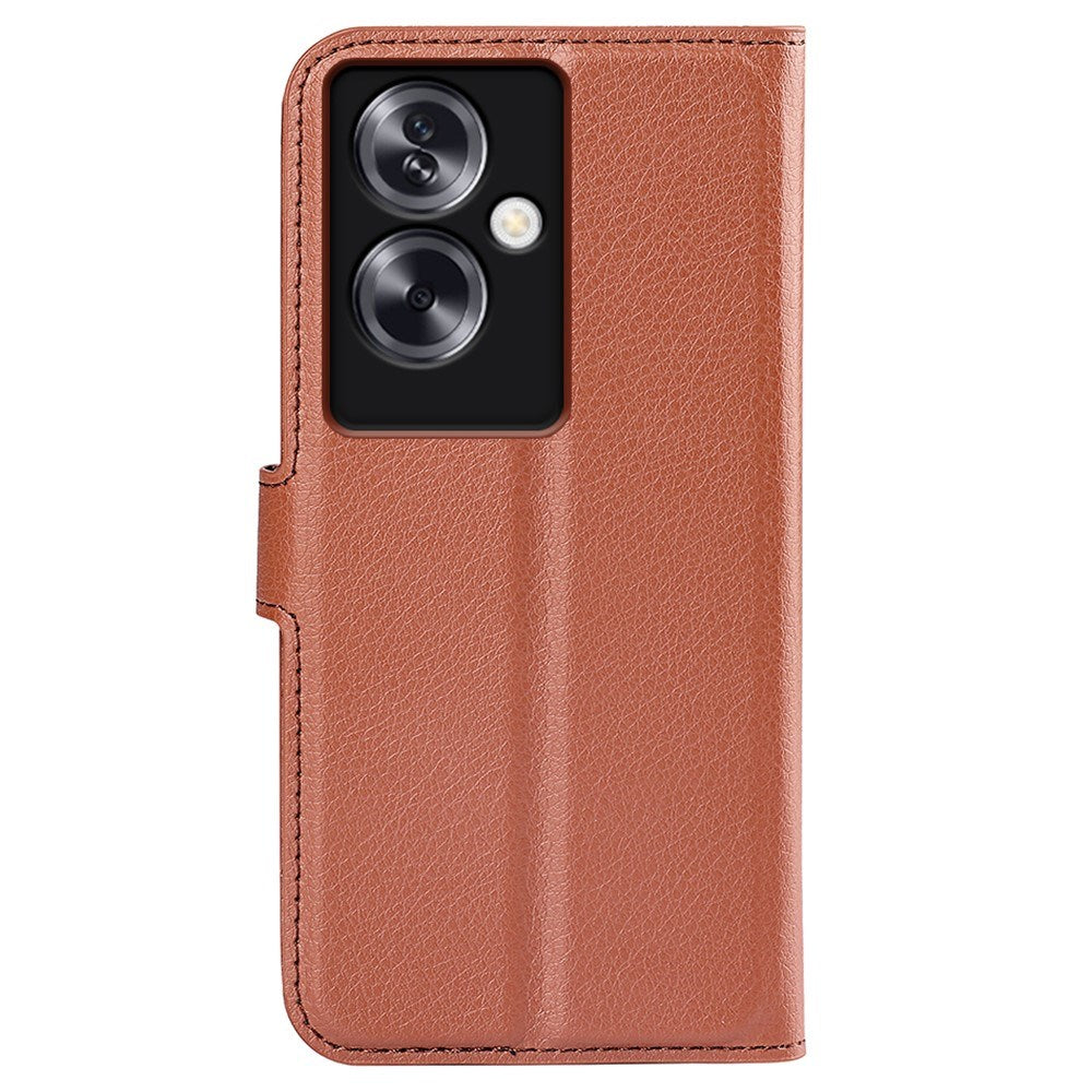 EIDERWOOD OPPO A79 (5G) Litchi Læder Flip Cover m. Pung & Ståfunktion - Brun