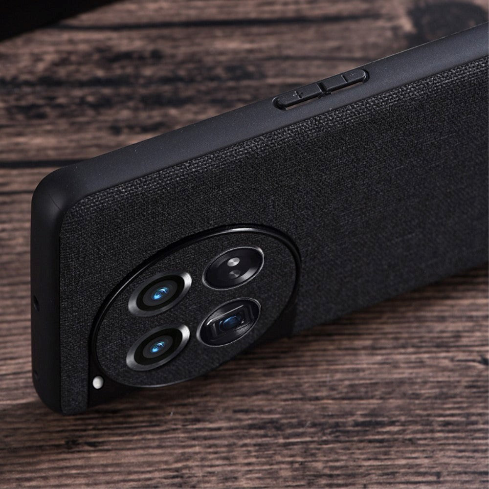 OnePlus 12 Stofbetrukket Plastik Bagside Cover - Blå