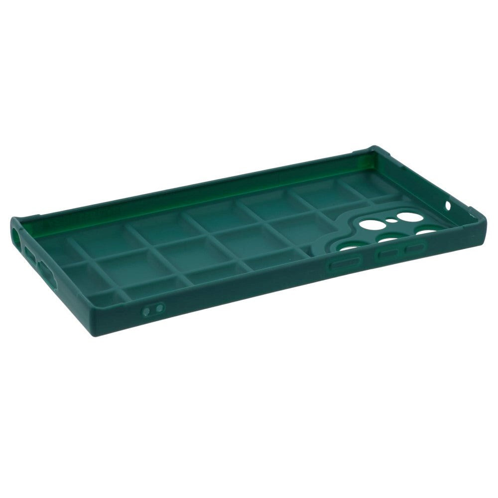 Samsung Galaxy S24 Ultra Fleksibelt Plastik Bagside Cover m. Jakke Tekstur - Grøn