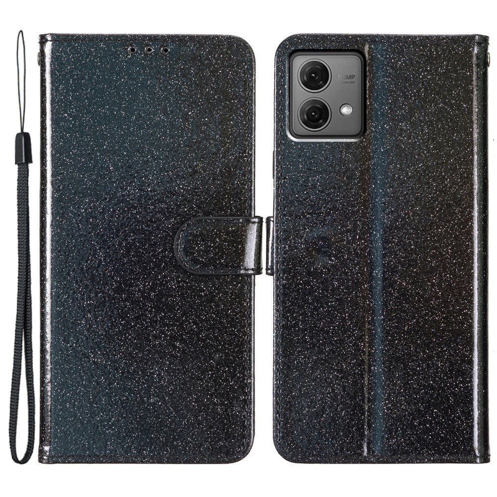 EIDERWOOD Motorola Moto G84 Læder Flip Cover m. Pung & Strop - Glimmer - Sort
