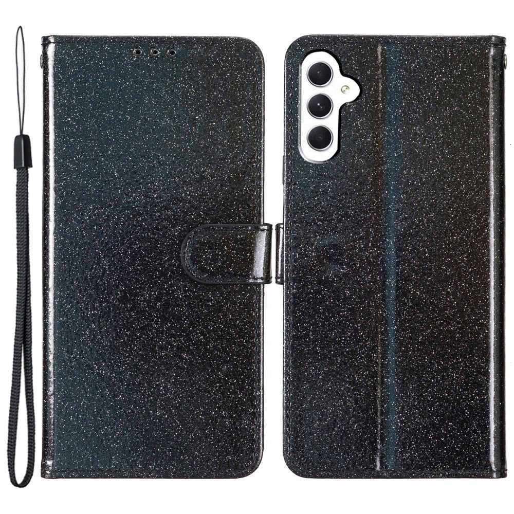 Samsung Galaxy A55 (5G) Læder Flip Cover m. Pung & Strop - Glimmer - Sort