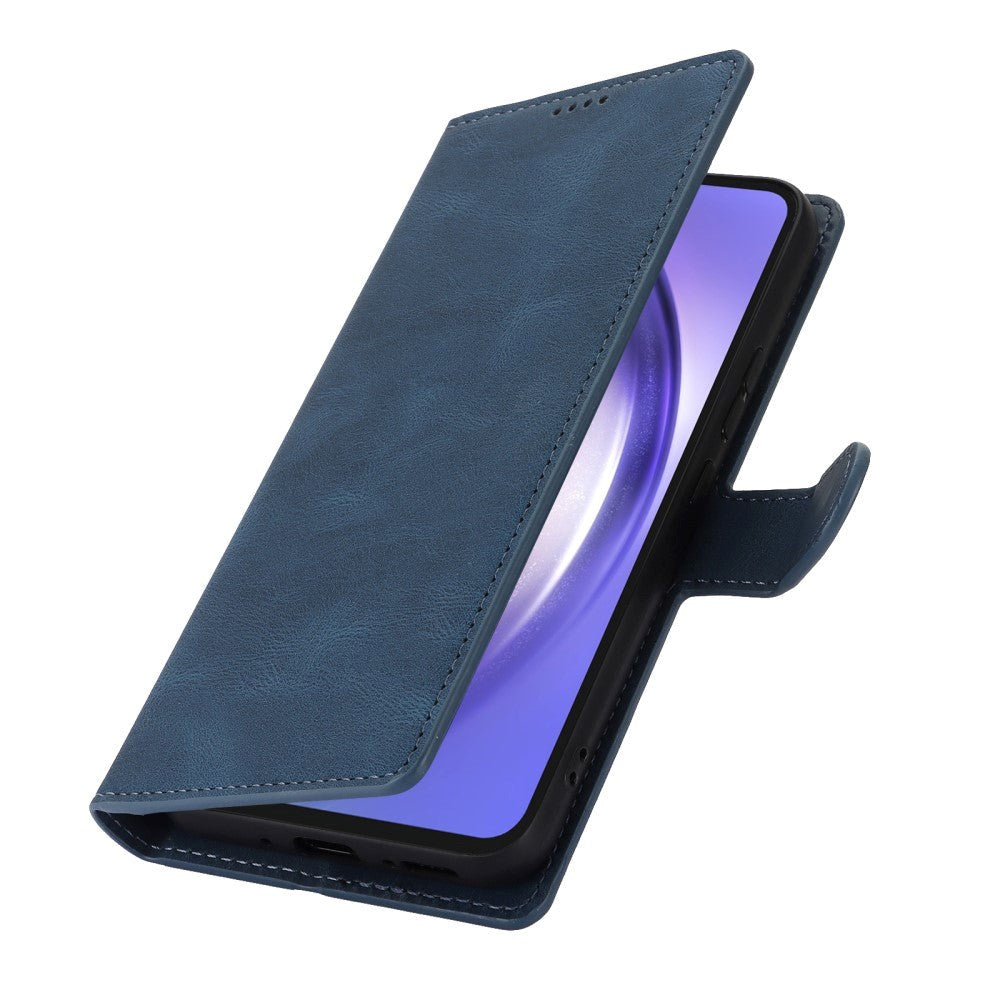 Samsung Galaxy A55 (5G) Læder Flip Cover m. Pung og Strop - Blå