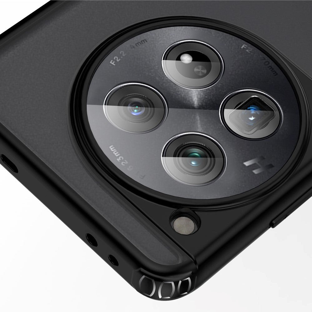 OnePlus 12 Hårdt Plastik Bagside Cover - Gennemsigtig / Sort Kant
